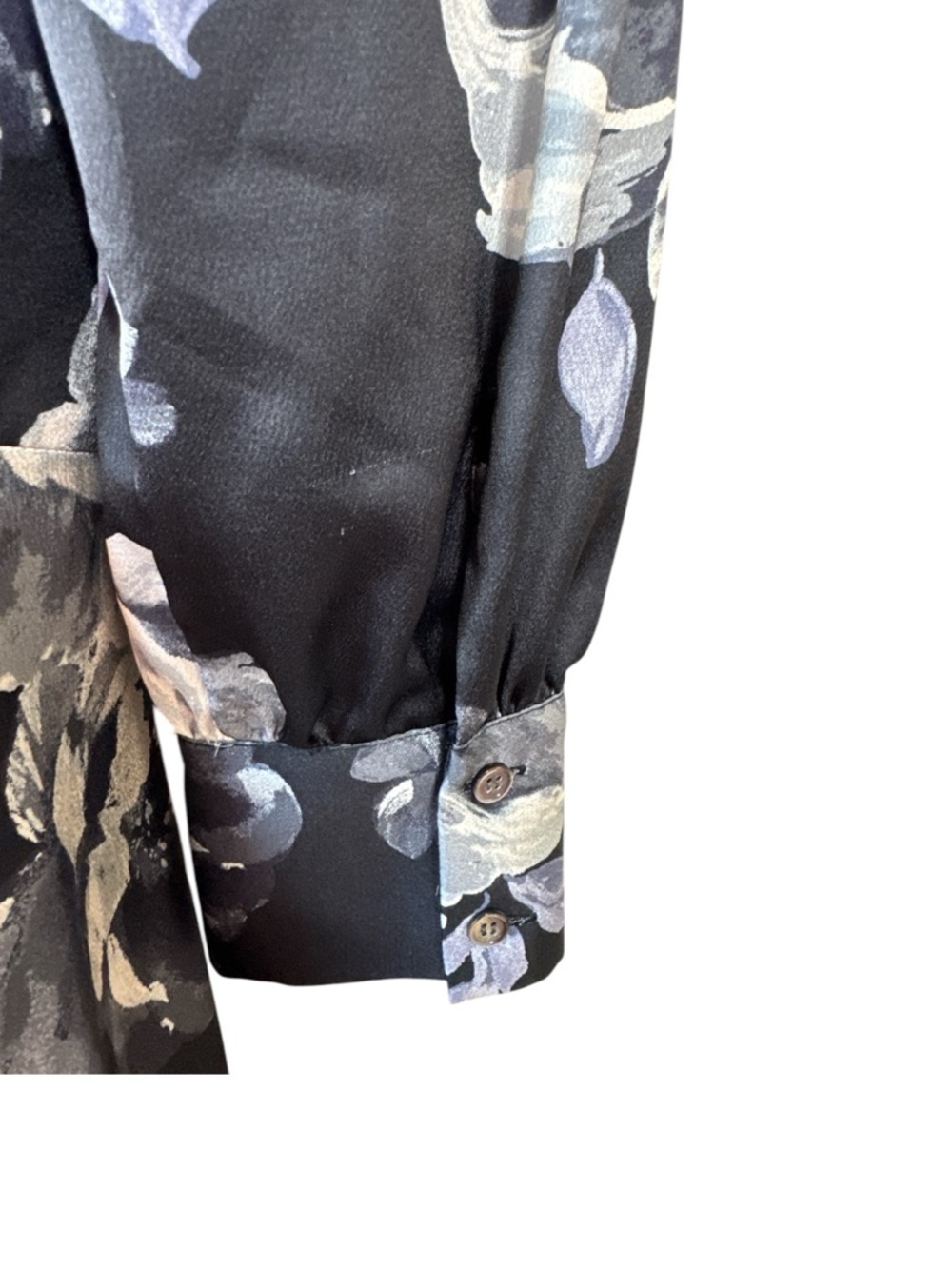 MILLY Samara Satin Floral Wrap Mini Dress Black Gray Size 6 - Picture 14 of 15